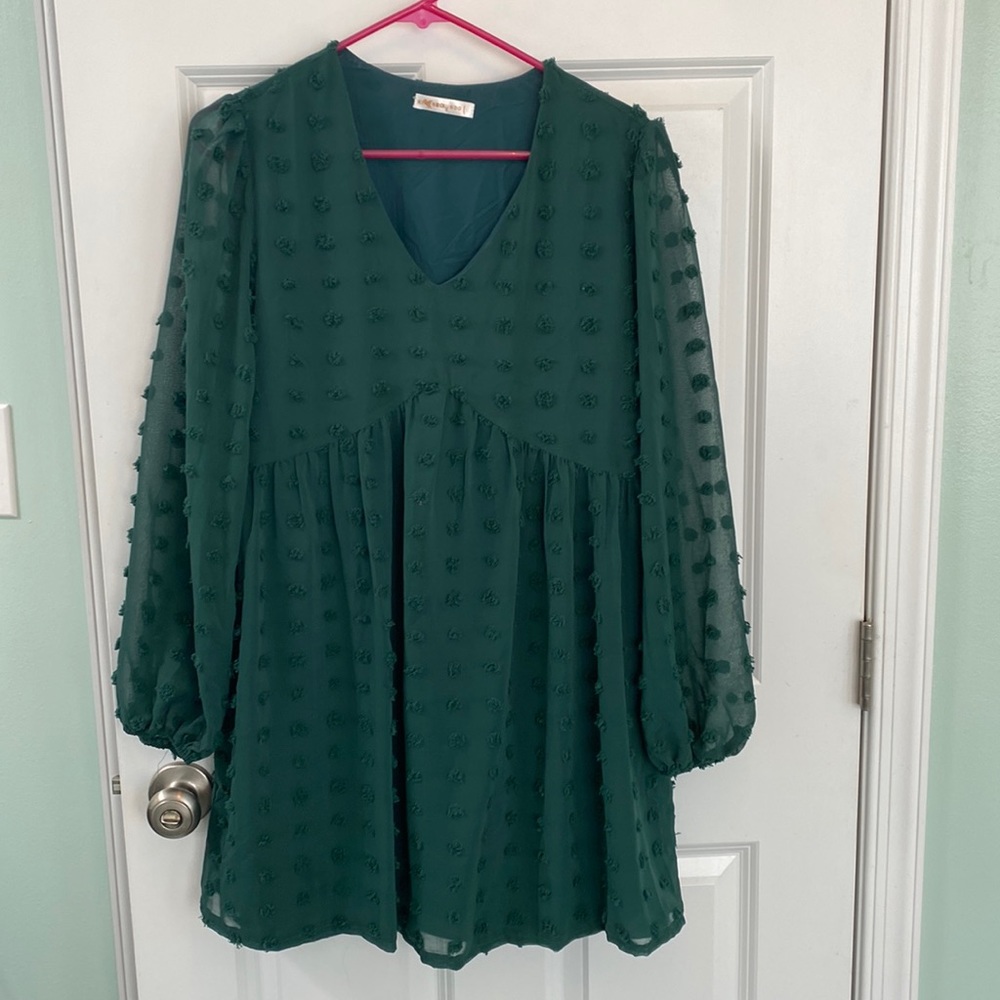 Clip dot baby doll dress